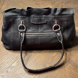 Black Coach Soft-Leather Satchel with Silver Fixtures
